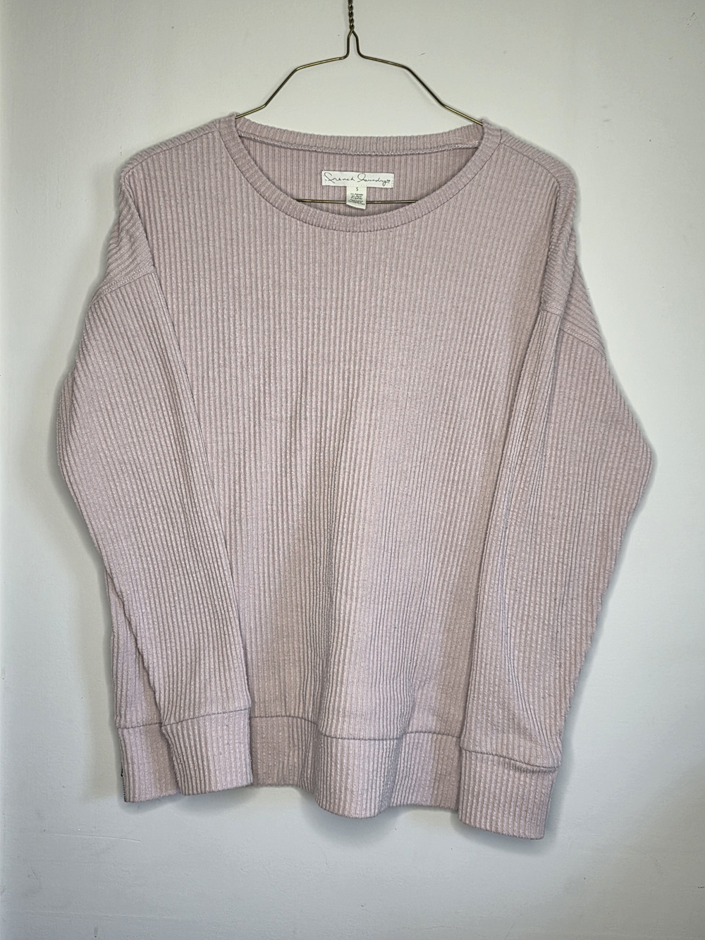 Casual Ribbed Sweater - Light Pink